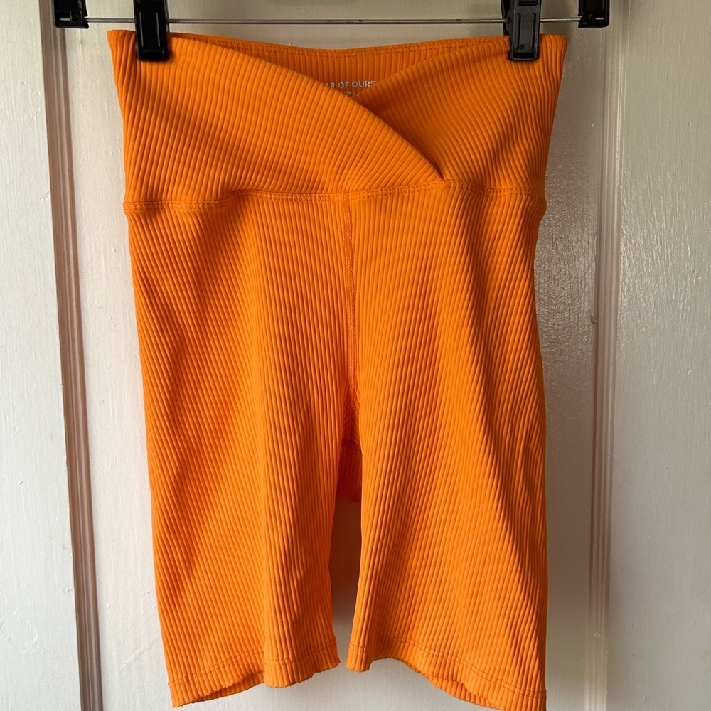 Year of Ours - Orange Ribbed Biker Shorts